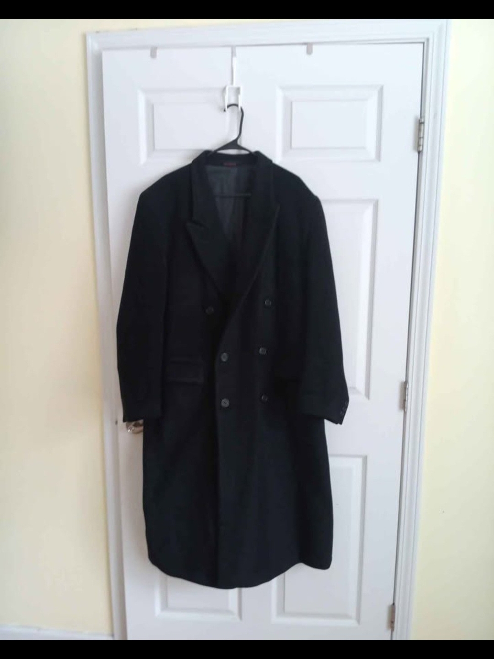 Vintage Boston Traders Double-Breasted Wool Overcoat - Black, Men’s Size L-42